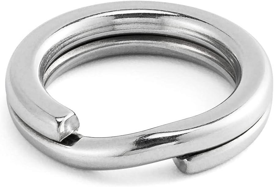Alwonder 100-Pack Fishing Split Rings Stainless Steel Lure Rings, 9-400LB Hyper Wire Fishing Ring Heavy Duty Flattened Freshwater Saltwater Terminal Tackles Lure Solid Snap Ring Connectors