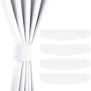 NICETOWN Strong Magnetic Curtain Tiebacks - Modern Simple Style Curtain Ties Backs Holdbacks Holders for Indoor/Outdoor Curtains (White, 18.5 X 4 Inches, Set of 4)
