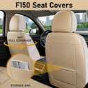 for Ford F150 Seat Covers 2005-2026 & F250 F350 F450 2017-2026 Full Seat Leather Waterproof Trucks Pickup Seat Covers Custom Fit for Ford F150 Accessories, for SuperCrew/CrewCab(XL,XLT), Beige