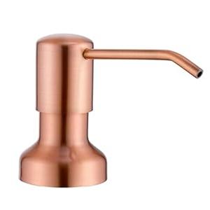 Built in Soap Dispenser for Kitchen Sink, Stainless Steel Pump Head Long Spout with 17OZ PET Food Safe Material Soap Bottle, Copper Sink Kitchen Soap Dispenser Refill from The Top
