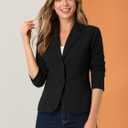 Allegra K Women's Work Office Blazers Stretch Lapel Collar Long Sleeve Jacket Suit Blazer X-Small Black