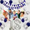 18th Birthday Decorations for Boys Girls, Black Happy 18th Birthday Banner with Black Silver White 18th Balloons Cake Topper Number 18 Foil Balloonfor 18 Year Old Party Decoration