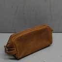Travel Toiletry Bag for Men Leather Dopp Kit Bags Christmas Gift (Large, Brown)