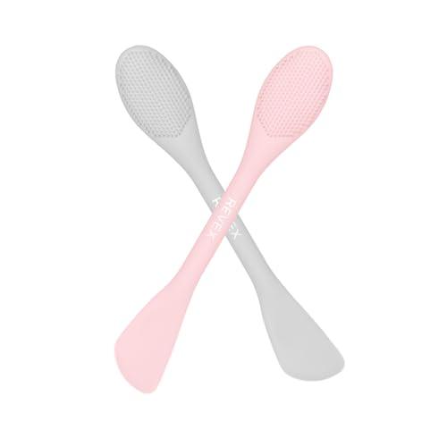 REVEX Silicone Face Mask Applicator,Face Scrubber,Exfoliating Pore Scrubber,Pore Cleaning Brush,2Pcs Mask Applicator Tool for Facial Mud,Face Brush for Women Men.(Pink+Gray)