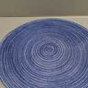 SHACOS Round Braided Placemats 15 inch Set of 6 Washable Kitchen Table Placemats for Home Wedding Party (Blue White, 6)