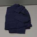 Makkrom Men's Casual Cotton Linen Button Down Shirts Cuban Guayabera Shirt Long Sleeve Summer Beach Tops (Medium, Navy)