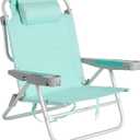 SUNNYFEEL Extra Wide Low Beach Chair 5 Position Lay Flat 500 LBS Heavy Duty, XL Oversized Portable Folding Camping Chairs with Cup Holder for Outdoor/Trip, Lightweight Backpack Beach Chair for Adults