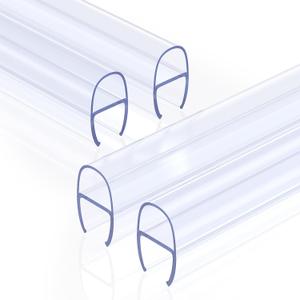 Glass Shower Door Seal Strip 4 Pack x 39 Inch U Type for 3/8" Thick Glass Frameless Shower Door Bottom Side Seal Trim Strip Door Sweep Ultra Clear Rubber Shower Door Leak Guard