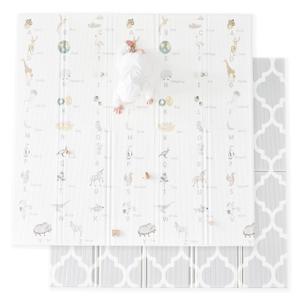 Fortella Extra Large Baby Play Mat for Playpens, 71.5x70 Reversible & Waterproof, Certified Non-Toxic Foam Mat, 0.6 Thick Foldable Playmat with Travel Case for Tummy Time & Crawling, Indoor Outdoor