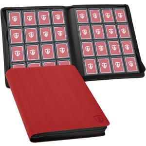 16 Pocket Toploader Binder,Holds 640 3x4 Toploader Hard Cases,Sleeves Card Collection Binder,20 Double Sided Pages,Compatible with Trading & Sports Holder(Red)