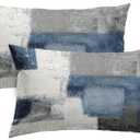 Taysta 2PC Lumbar Decor Throw Pillow Covers Blue and Grey Cushions Rectangle Design Abstract Art Painting Style Modern Contemporary Home Decorative Cushion Pillow Cases 20" x 26" Pillowcases