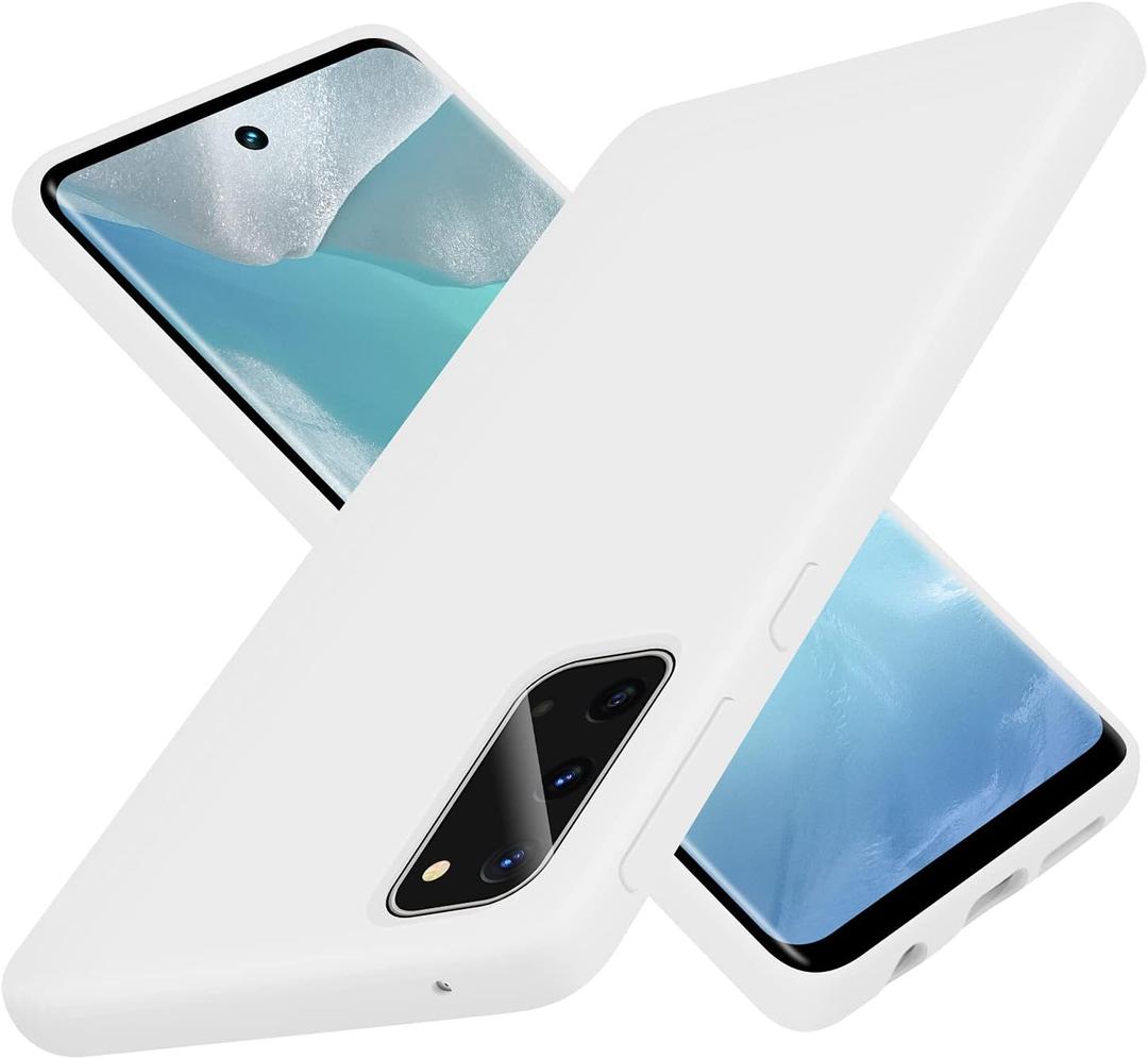 Galaxy S20 Case 6.2 inch (2020), Soft Liquid Silicone Protective and Anti-Scratch Microfiber Lining Shockproof Compatible with S20 Cover (White)