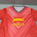 24/25/26 Spain Flag Soccer Jersey Kit for Kids Youth Boys Girls Practice Outfits Fans Gift Sports Uniforms Shirt and Shorts Sets 11-12Y