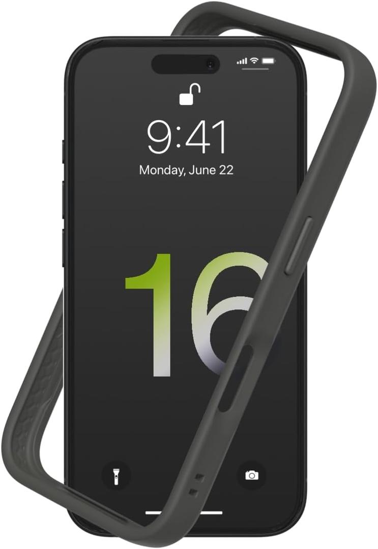 RhinoShield Bumper Case Compatible with [iPhone 16] | CrashGuard - Shock Absorbent Slim Design Protective Cover 3.5M / 11ft Drop Protection - Graphite