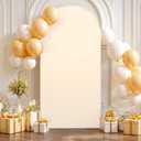 7.2FT Champagne Wedding Arch Cover Spandex Fitted Arch Covers Stretchy Backdrop Round Top Chiara Backdrop for Birthday Party Ceremony Banquet Decoration