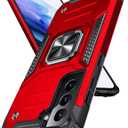 DASFOND Designed for Galaxy S21 Case with Stand, 360 Rotatable Metal Ring Kickstand Military Grade Impact Resistant Shockproof Protective Phone Case Cover for Samsung Galaxy S21, Red