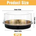 MAQUITA 6 Pack Round Clear Gold Carriers for Transport Plastic Disposable Cake Containers Carriers with Dome Lids and Boards Clear Bundt Boxes (9.5 inch)
