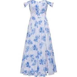 GRACE KARIN 2026 Women's Summer Floral Wedding Guest Dress,Beach Flowy A Line Maxi Off Shoulder Bridesmaid Dresses (White-blue Floral)