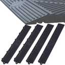 Japard Garage Floor Tiles Looped Edge 4 Pack for Race Deck Garage Floor Tile 15.5" x 2.35" (Black, Edge 15.5"- 4 Pack)