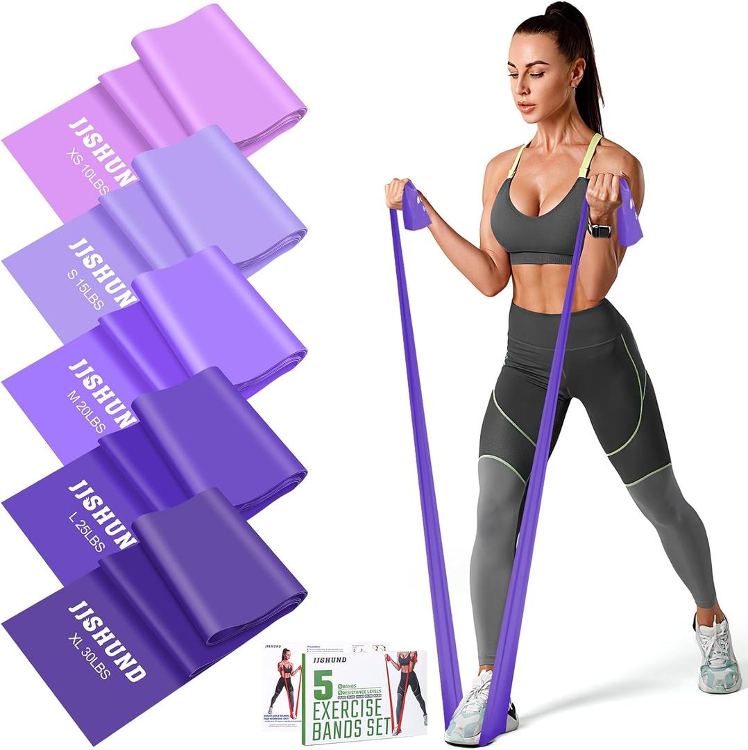 5 Pcs Resistance Bands, Professional Exercise Bands Elastic Stretch Bands for Fitness Yoga Pilates Stretching Strength Training, Workout Bands for Women and Men Home Gym (Gradient purple)