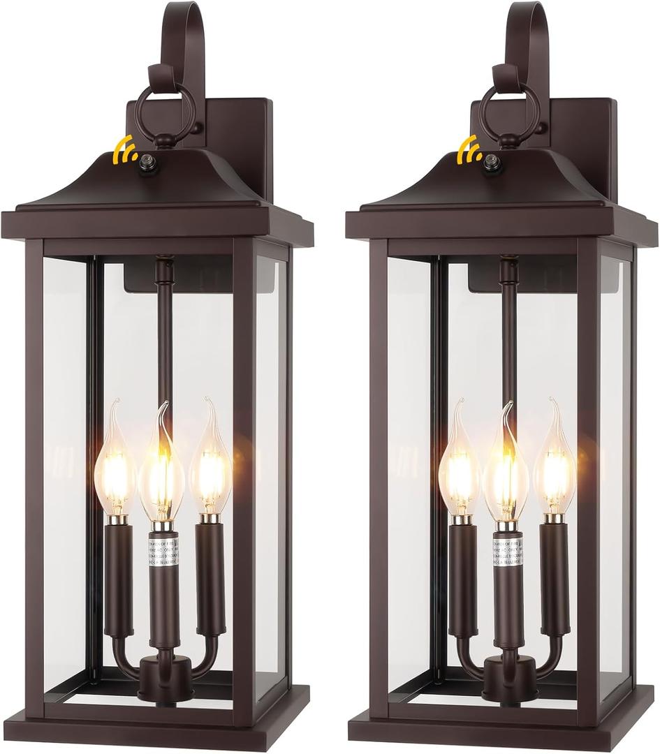 23” Dusk to Dawn Exterior Lighting Fixtures Bronze Extra Large, 2-Pack/Dusk to Dawn Sensor