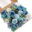 kuujojo Artificial Flowers Combo, Fake Flowers for DIY Tables Centerpieces Baby Shower Bridal Shower Wedding Bouquet Arrangements Party Candle Holder Cake Decor Flower Home Decorations