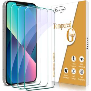 Kesuwe [3 Pack] Screen Protector For iPhone 13, iPhone 13 Pro, 9H Hardness, HD Clear, Tempered Glass, Anti Scratch, Anti Fingerprint, Easy Installation, Bubble Free