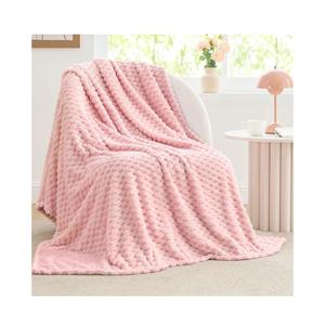 BEDELITE Fleece Decorative Blanket - 3D Jacquard Pink Throw Blankets for Women's Couch & Bed, Soft and Cozy Warm Plush Fluffy Blanket, Cute Birthday Gift for Women, 50x60 Inches