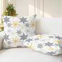 2 x CaliTime Christmas Throw Pillow Covers Decorative 18 X 18 Inches Pack of 2 Cozy Fleece Snowflakes Cushion Cases for Holiday Couch Sofa Bed Living Room Home Grey Gold