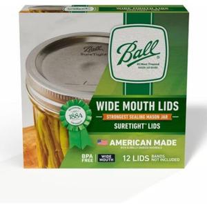 Ball Glass Jars Wide Mouth Lids, 12 Lids
