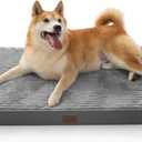 Bedsure ComfyFleece Dog Beds Large Sized Dog- Orthopedic Pet Beds for Crate with Removable Machine Cover, NOT Waterproof Egg Crate Foam Puppy Mat for Pets Up to 50 lbs, 35x22x2.8, NOT Chewproof (Charcoal Grey)