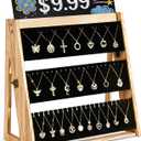 Bulado Necklace Display for Vendors, Foldable Necklace Holder with 66 Slots, 3 Tier Jewelry Display for Selling, Wood Jewelry Storage Organizer Stand with Black Velvet for Craft Show