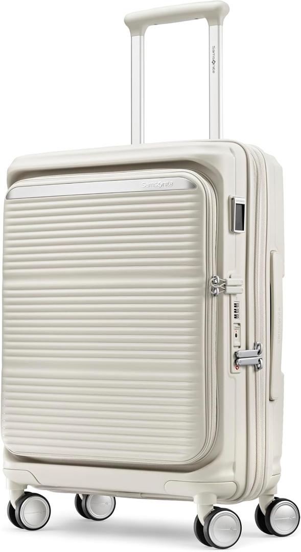 Samsonite Paralux Global Carry-On Luggage - Innovative Design - Quick Access Front Pocket - Dual Suspension Wheel Technology - TSA Lock - Expandable - Includes Removable Packing Cubes - Stone Grey