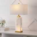 JONATHAN Y JYL6201A Elizabeth 27.5" Alabaster LED Table Lamp Coastal Contemporary Bedside Desk Nightstand Lamp for Bedroom Living Room Office College Bookcase LED Bulb Included, White/Gold Leaf