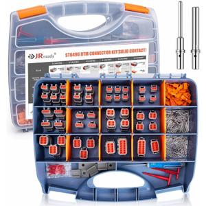JRready ST6496 Deutsch DTM Connector Kit with Size 20 Solid Contacts(20-22AWG), 2 3 4 6 8 12 Pin DTM Connectors, 300PCS