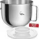 KitchenAid 7 Qt Bowl-lift Mixer - Stainless Bowl, Compatible with KSM70SKXXBK, Polished Steel with Extra Lid