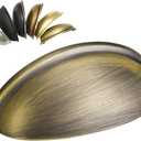 HOMOTEK 15 Pack Drawer Bin Cup Pulls Dresser Pulls for Cabinets Antique Brass - 3 Inch Hole Centers Furniture Handles,Kitchen Cabinet Hardware