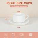 3 Ounce Espresso Cups Set of 4, Stackable Demitasse Mugs, Includes Display Stand, Cups Saucers, and Spoons, for Machines & Home Use, White Silver Tone