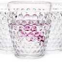 EVEREST GLOBAL Hobnail Old Fashion Iced Beverage Tumblers vintage glassware 10 oz. set of 6 Glass Cup for Water Wine Soda Whiskey Juice Milk Beer Iced-tea for Dinner Parties Bars Restaurants (Clear)