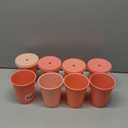 Whaline 18Pcs Colored Plastic Cups with Lids Straws 16oz Light Pink Hot Pink Orange Cold Cups Plastic Tumbler for Home Office Party Supplies