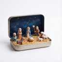 Mini Christmas Nativity Set in a Tin Box - Tiny Pocket Nativity Scene Figurines Gifts - Christmas Decorations