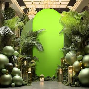 Wedding Arch Cover 6.6FT Spandex Fitted Wedding Arch Stand Covers for Round Top Chiara Arch Backdrop Stands Cover for Birthday Party Ceremony Banquet Decor Lime Green