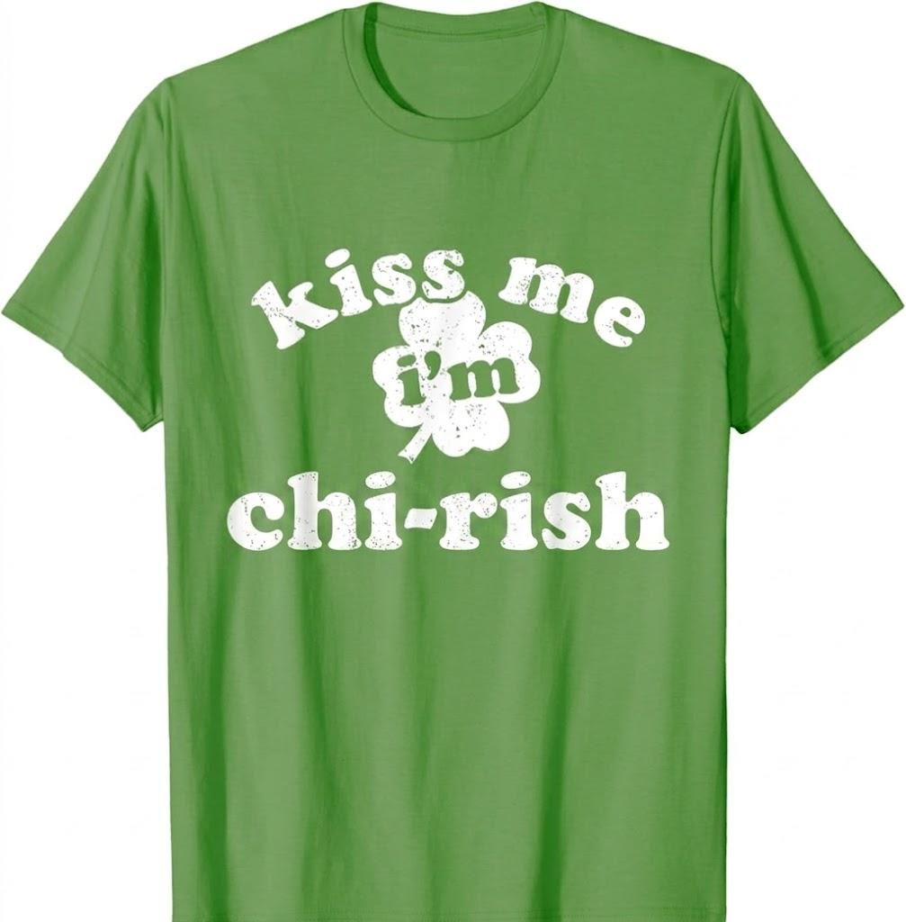 Kiss Me I'm Chirish  Distressed St. Patricks Day Tshirt TShirt, Size S