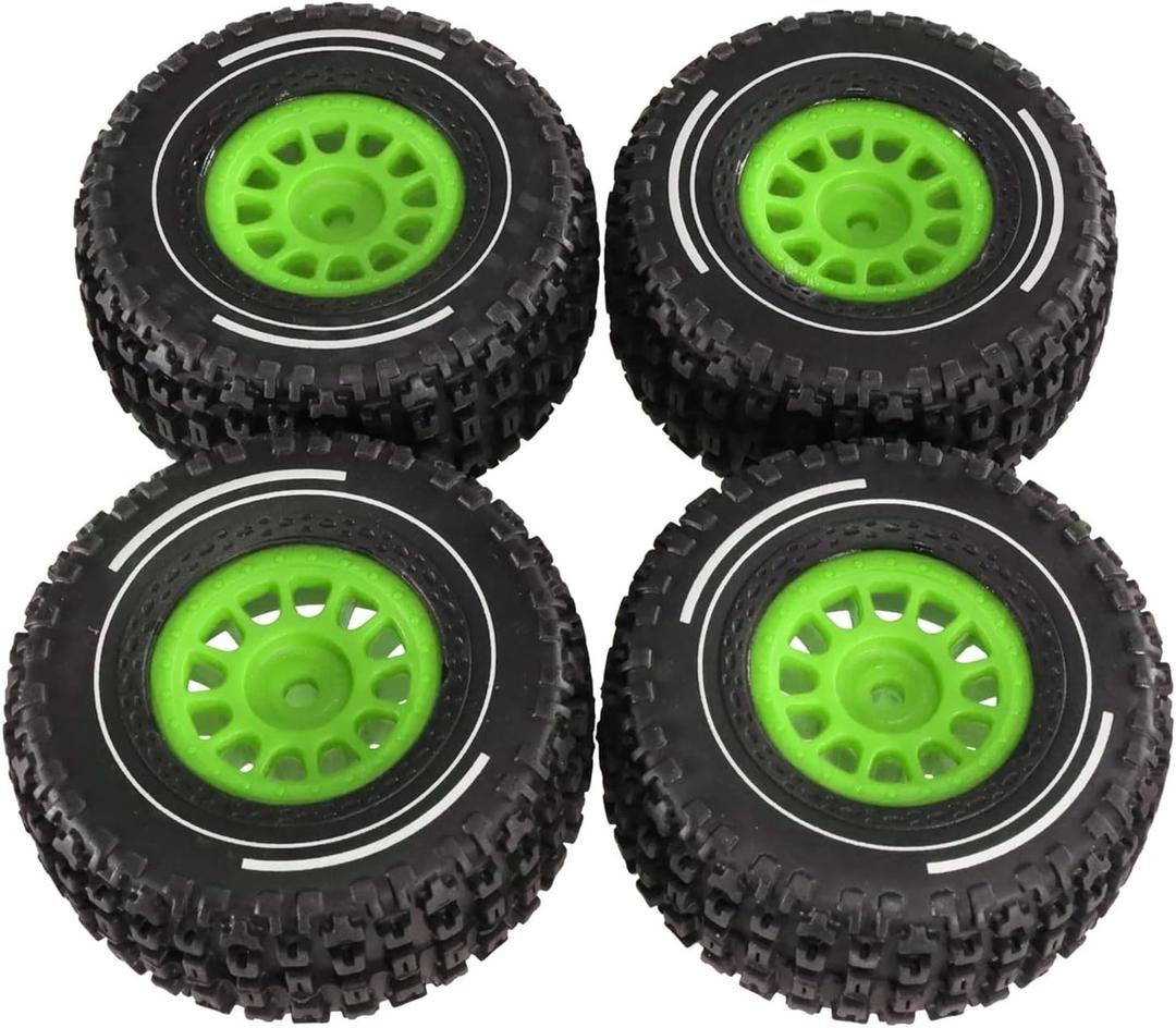 4pcs 65mm Rubber Tire Tyre 12mm 14301 14302 14303 1/14 for MJX for Hyper GO RC Car Upgrade Parts Accessories(Green)