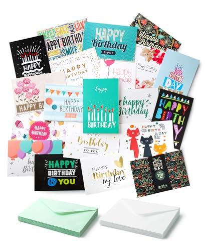 Mr. Pen Assorted Color Birthday Cards, 20 Pack, 4 x 6 Inches, Blank Inside, Includes Envelopes