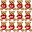 12 Pcs Valentine's Day Teddy Bear Bulk Stuffed Animals 8 Inch Mini Plush Bear Toys for Valentine Gift Party Favor Girlfriend Wedding Anniversary(Brown,Heart Style)