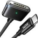 LISEN USB-C to Magnetic 3 Cable (3.3FT/Black) for M4 MacBook Air Pro Charger, 140W Magnetic Safe 3 Cable for MacBook Air (15''/13'' M4 2025, M3 2024, M2 2023, M2 2022), Pro (16"/14" 2024/2023/2021)