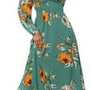Simplee Women's Boho Floral Maxi Dress Flowy Casual V Neck Short Sleeve Wedding Guest Holiday Beach Long Dress, Large