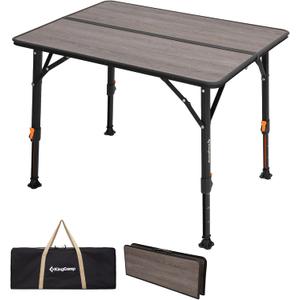 KingCamp Folding Camping Table, Ultralight Portable Folding Fiber Glass Camp Table with Adjustable Height, Heavy Duty Aluminum Legs & Carry Bag for Outdoor, Picnic, Beach, Party, BBQ (2-4 People), 31.5''x23.6'', M