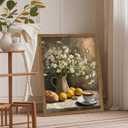 Vintage Framed Lemons Canvas Wall Art, Floral Kitchen Wall Decor, Coffee Paintings Pictures Prints, Rustic Neutral Daisy Canvas Poster Artwork for Living Room Bedroom Kitchen 16x24in